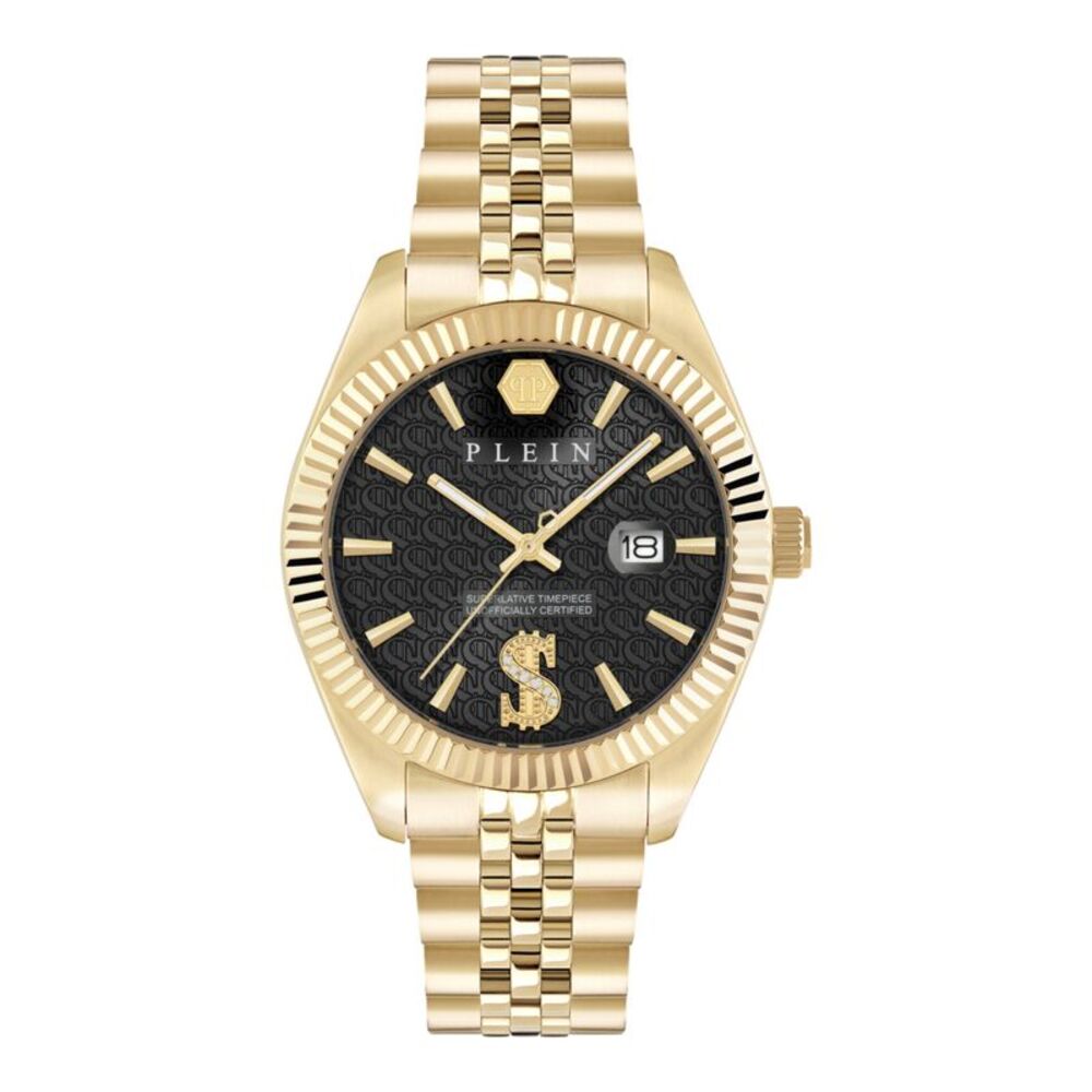 Philipp Plein Date Superlative Crystal Watch Gold Mens